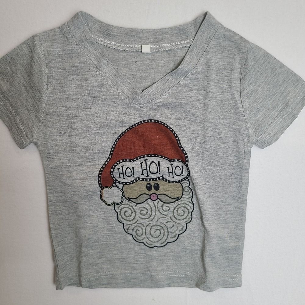 New Girl 12 Month Gray Santa Claus Short Sleeve Shirt Ho Ho Ho - Picture 1 of 2